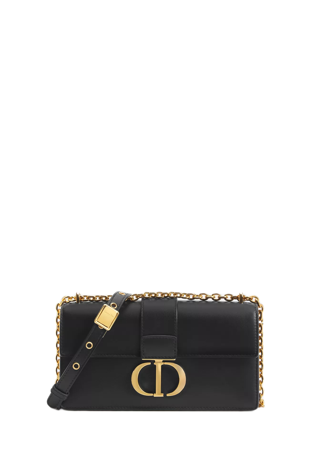30 Montaigne East-West with Chain Black Calfskin Bag