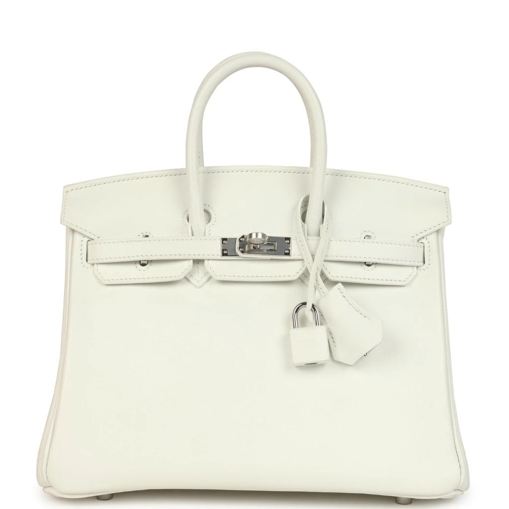 Birkin 25 White Swift Palladium Hardware Bag