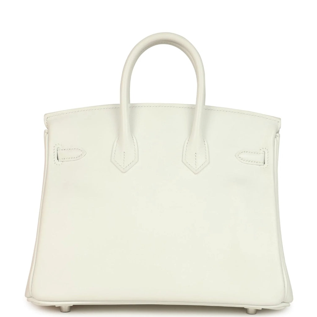 Birkin 25 White Swift Palladium Hardware Bag