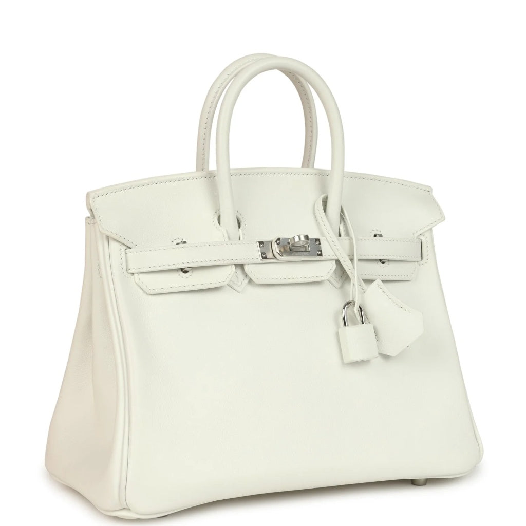 Birkin 25 White Swift Palladium Hardware Bag