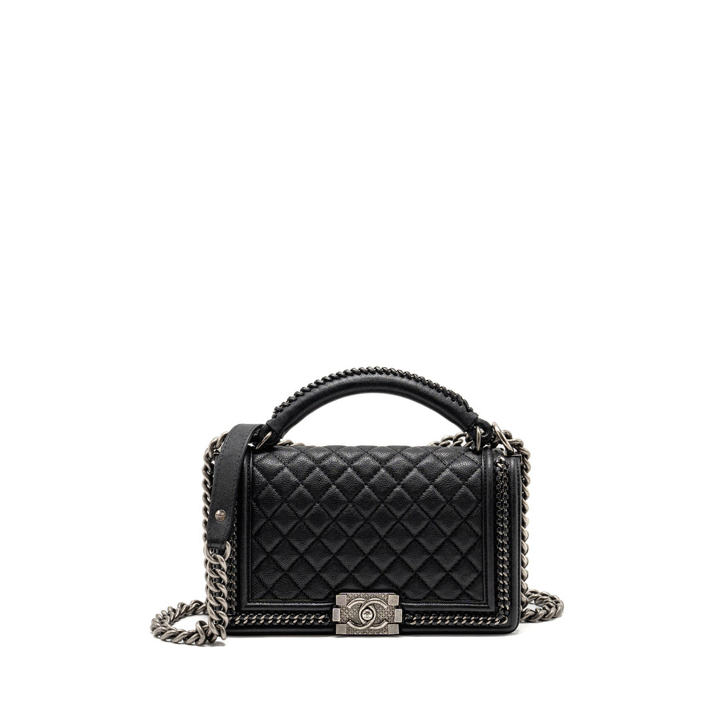 chanel-top-handle-boy-bag-limited-edition-grained-calfskin-black-ruthenium-silver-hardware-copy