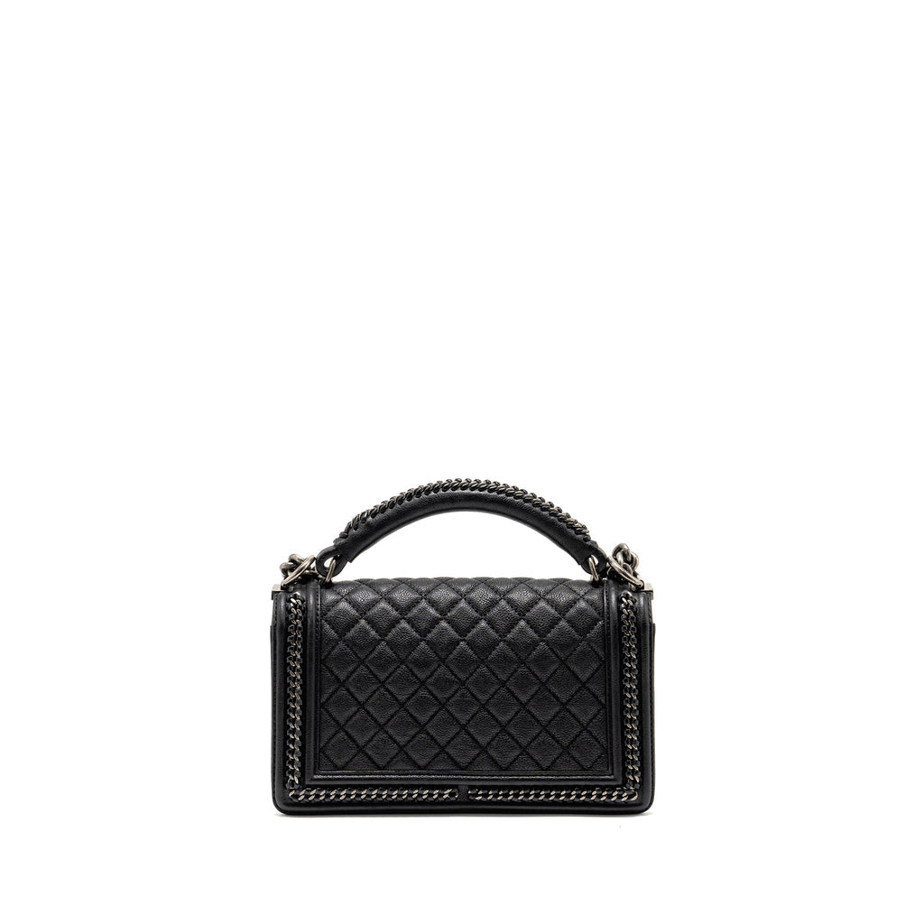 chanel-top-handle-boy-bag-limited-edition-grained-calfskin-black-ruthenium-silver-hardware-copy