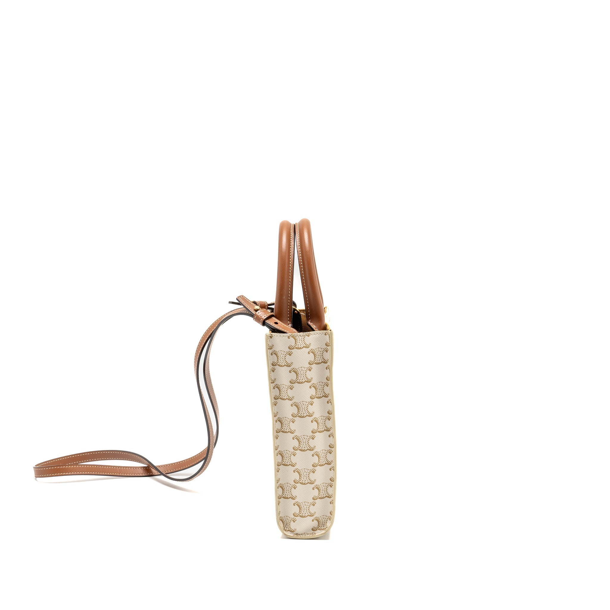 celine-mini-vertical-cabas-triomphe-canvas-calfskin-white-ghw-1