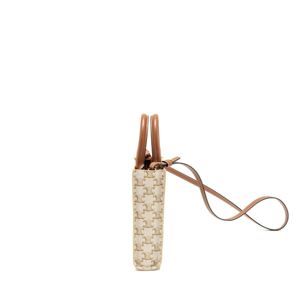 celine-mini-vertical-cabas-triomphe-canvas-calfskin-white-ghw-1