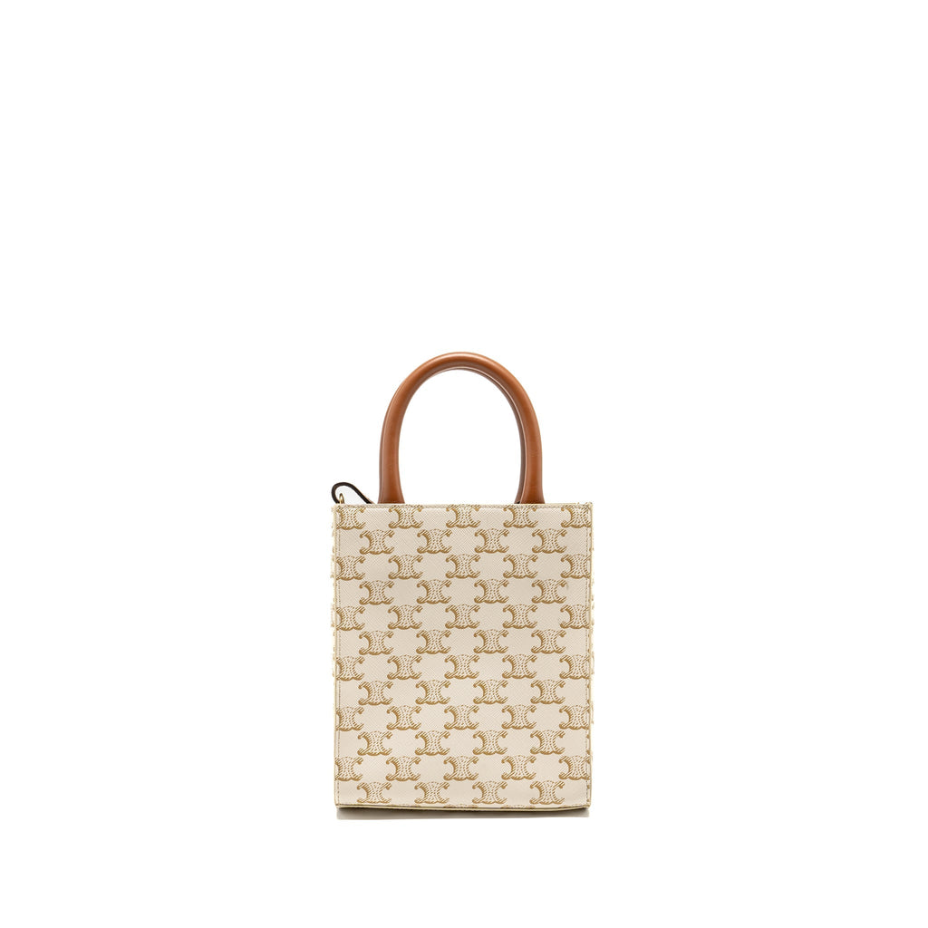 celine-mini-vertical-cabas-triomphe-canvas-calfskin-white-ghw-1