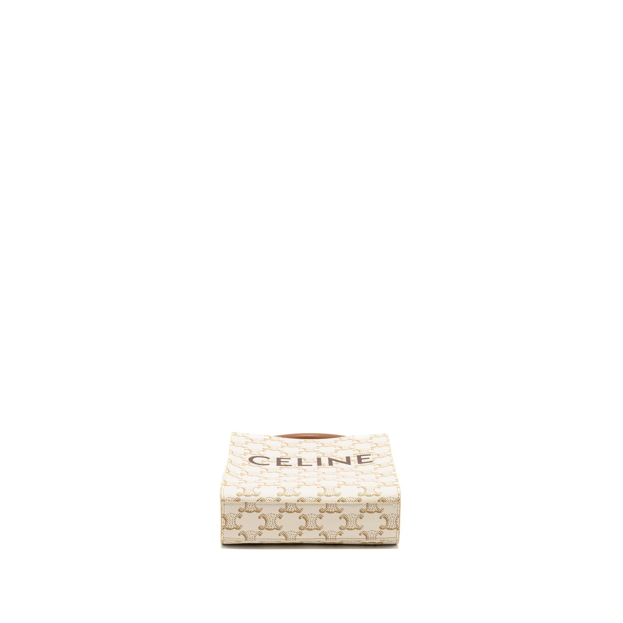 celine-mini-vertical-cabas-triomphe-canvas-calfskin-white-ghw-1