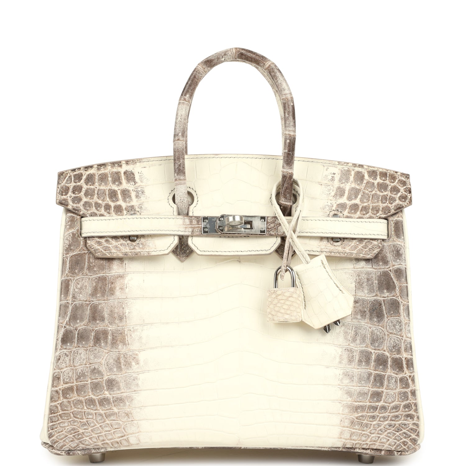 Birkin 25 Himalaya Niloticus Crocodile Palladium Hardware Bag