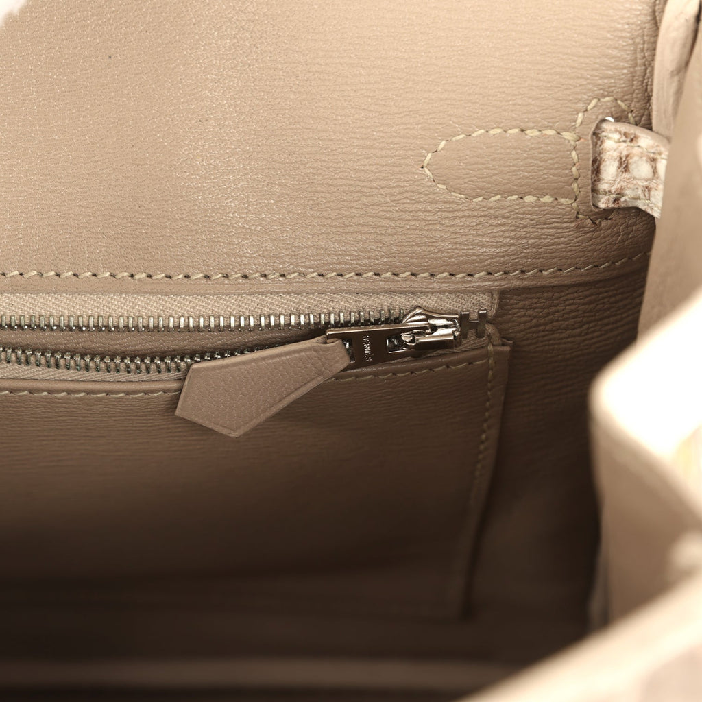 Birkin 25 Himalaya Niloticus Crocodile Palladium Hardware Bag