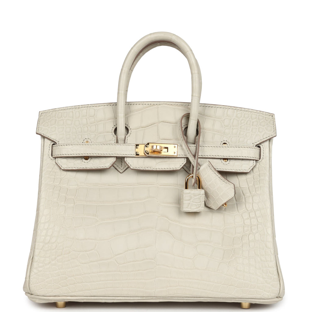 Birkin 25 Beton Matte Alligator Gold Hardware Bag