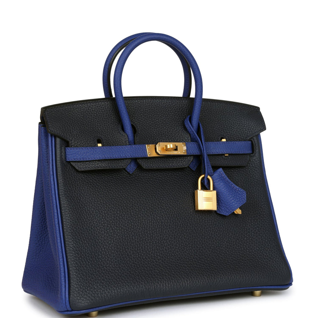 Birkin 25 Bi-Color Bleu Nuit and Bleu Electric Togo Brushed Gold Hardware Bag