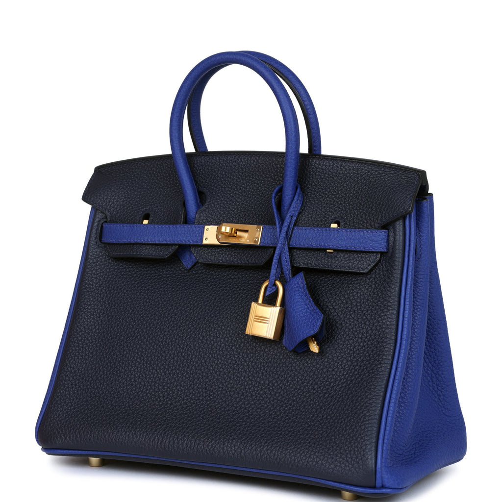 Birkin 25 Bi-Color Bleu Nuit and Bleu Electric Togo Brushed Gold Hardware Bag