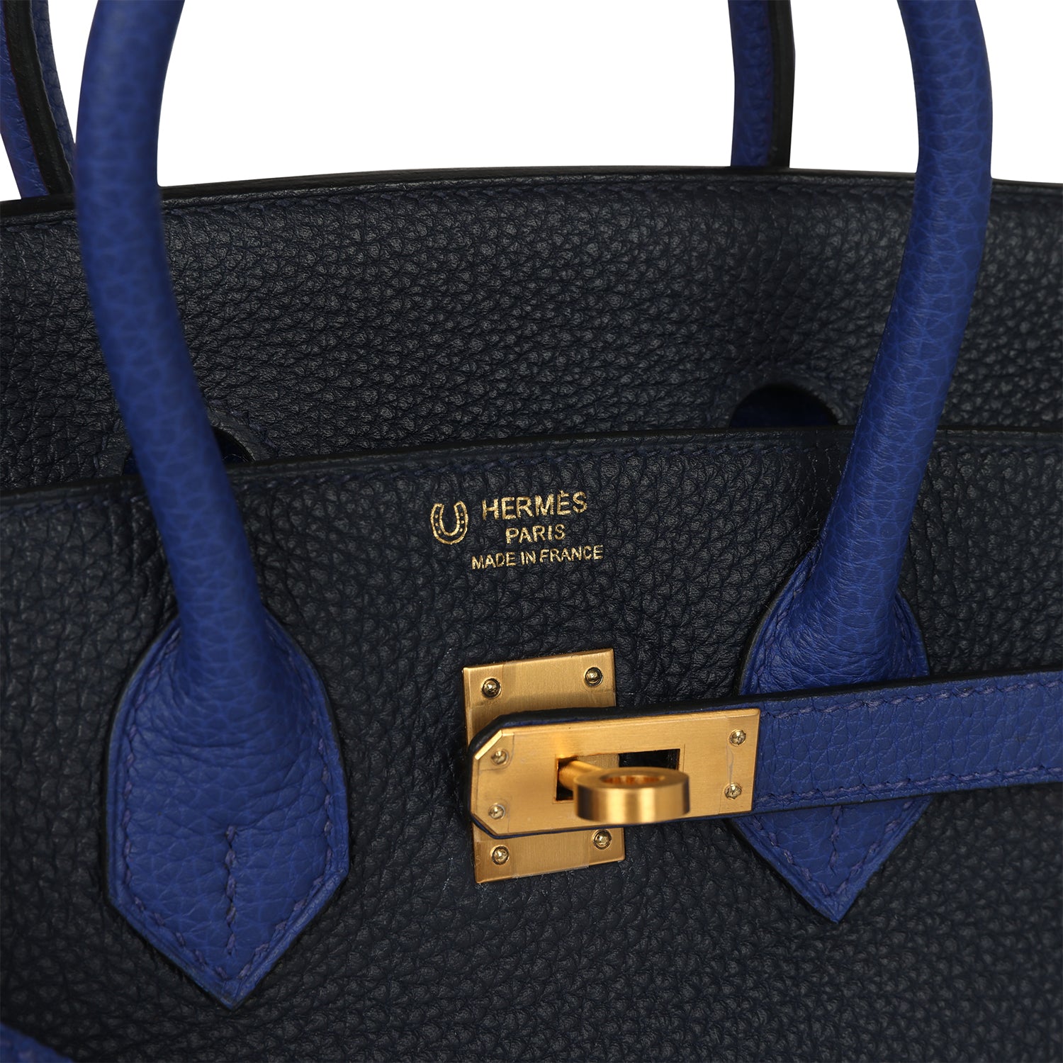 Birkin 25 Bi-Color Bleu Nuit and Bleu Electric Togo Brushed Gold Hardware Bag