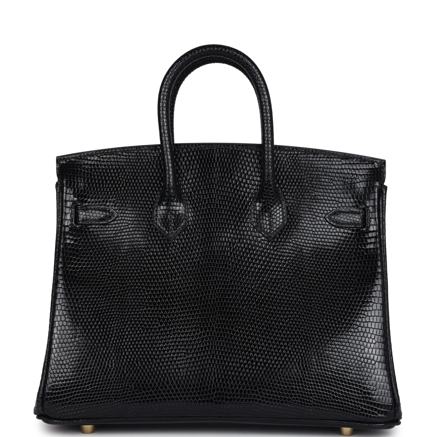 Birkin 25 Black Shiny Varanus Niloticus Lizard Gold Hardware Bag