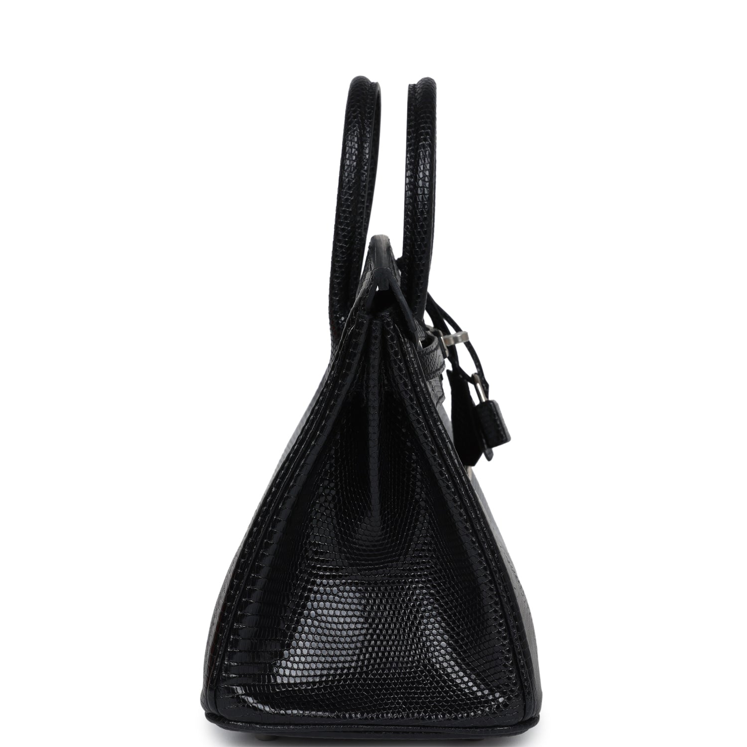 Birkin 25 Black Shiny Varanus Niloticus Lizard Palladium Hardware Bag