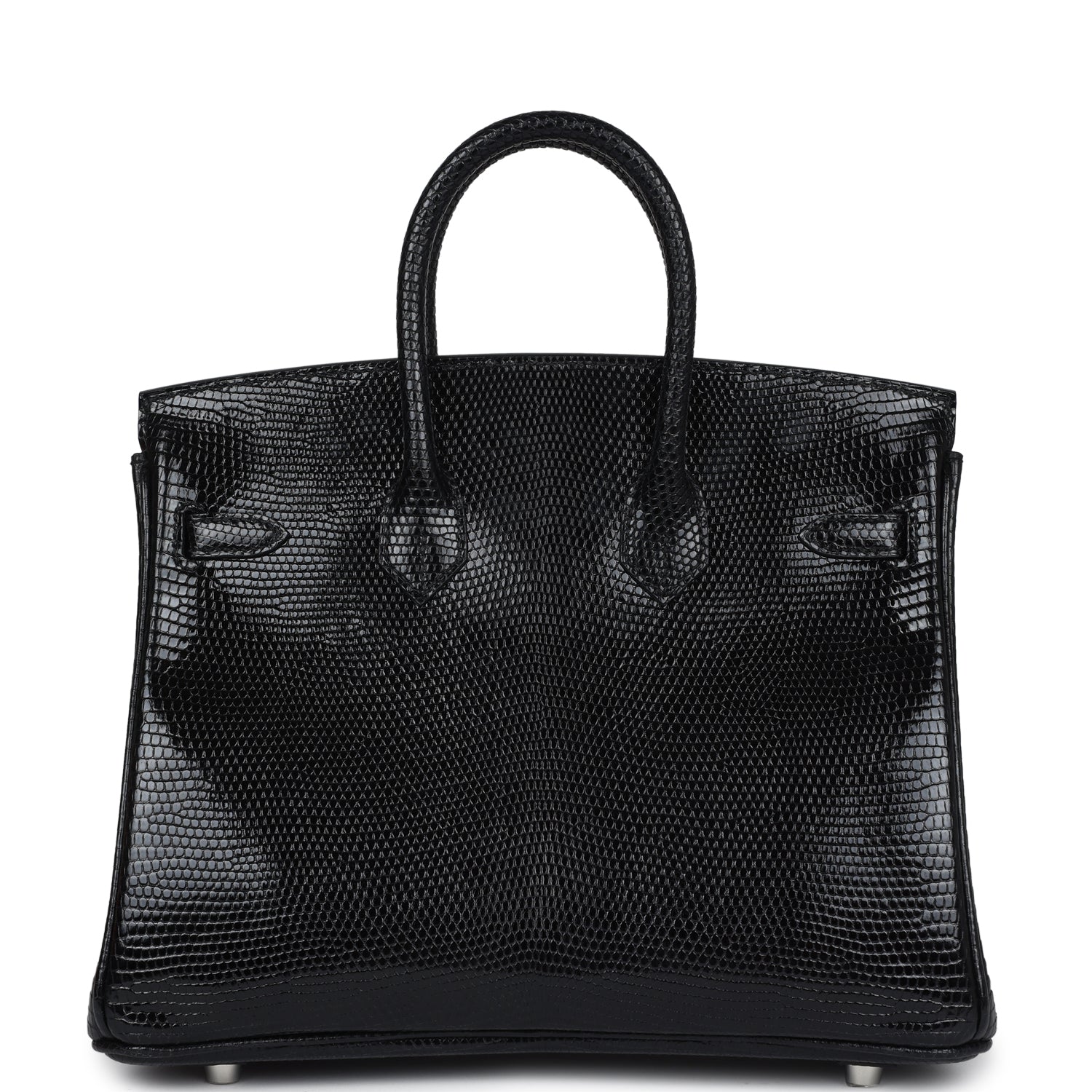 Birkin 25 Black Shiny Varanus Niloticus Lizard Palladium Hardware Bag