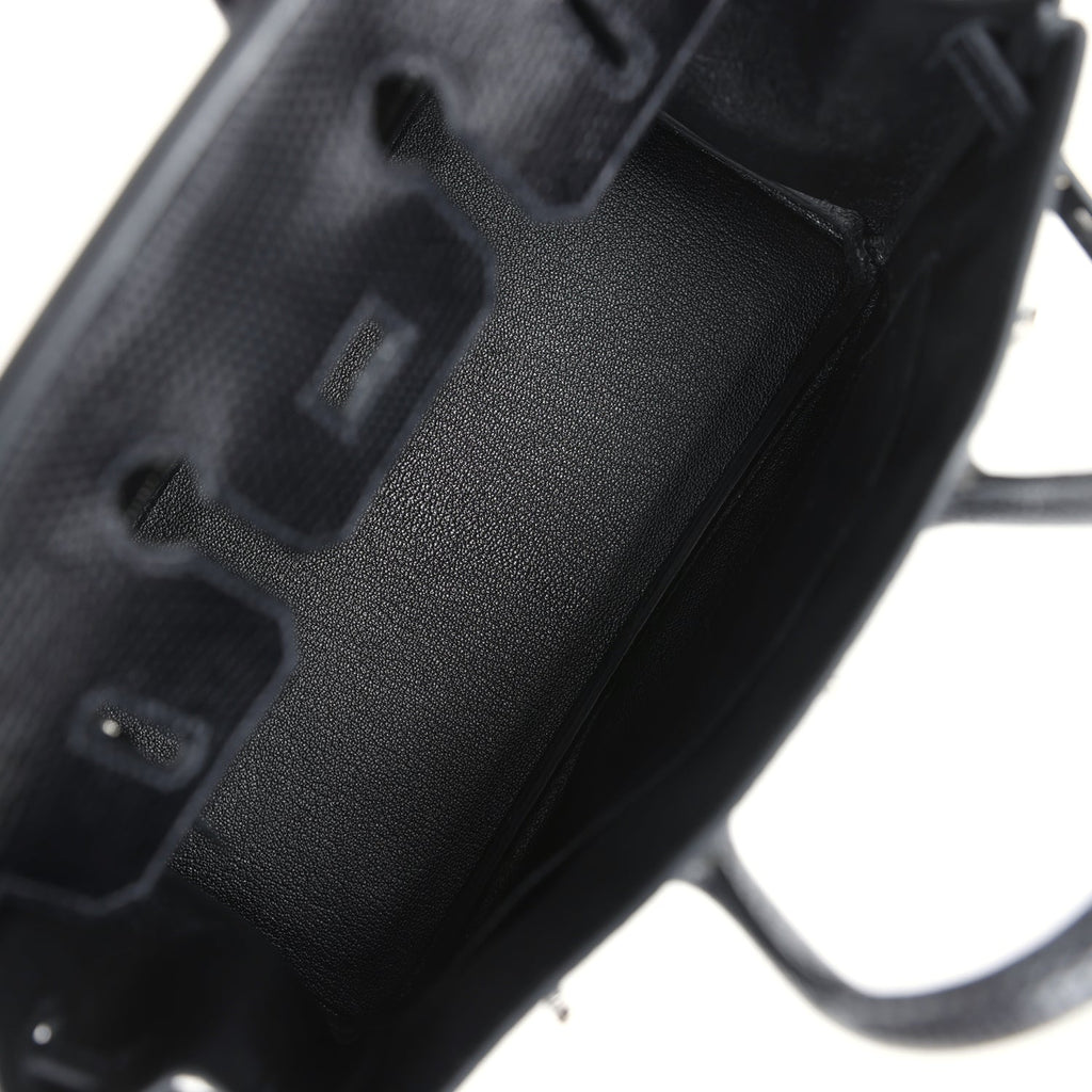 Birkin 25 Black Shiny Varanus Niloticus Lizard Palladium Hardware Bag