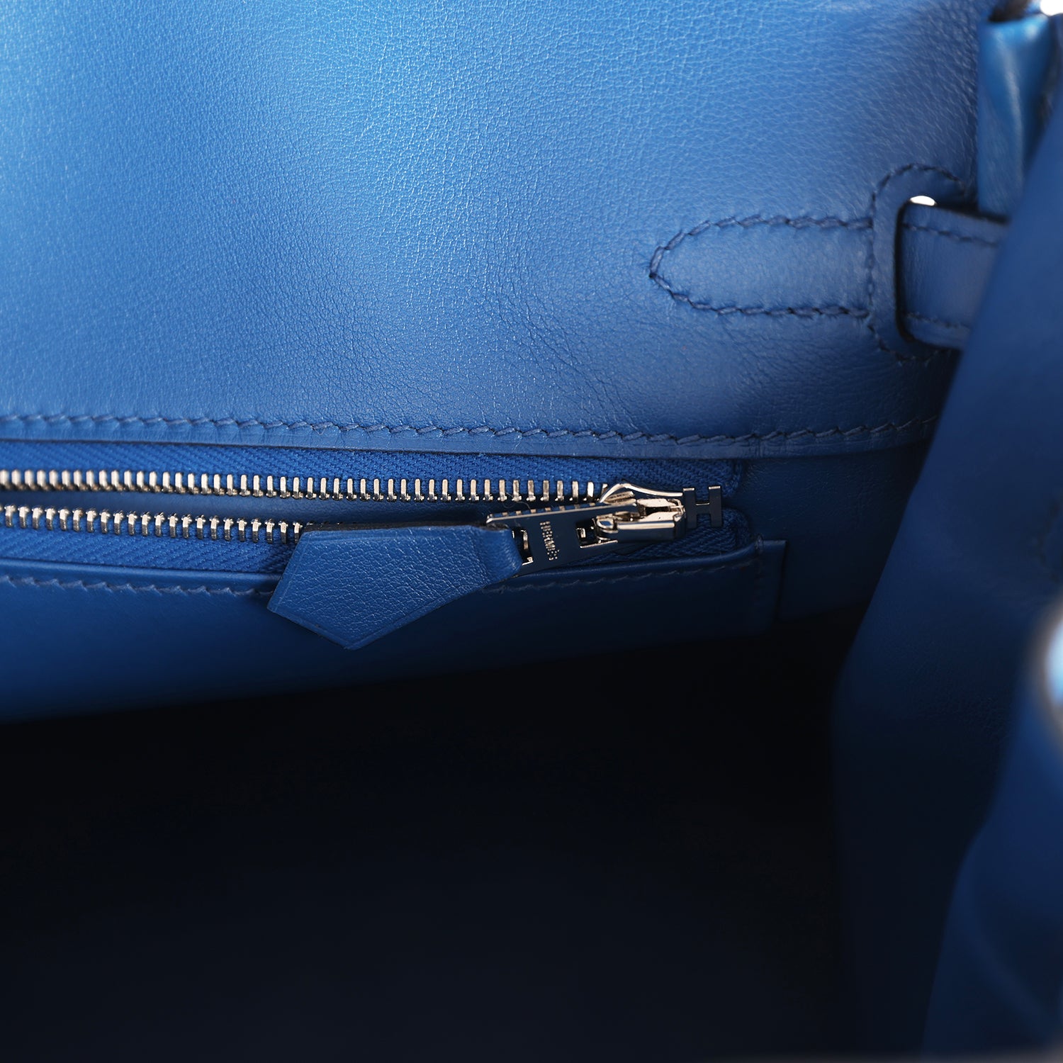 Birkin 25 Bleu France Swift and Bleu Bill-Ecru Toile H Canvas Palladium Hardware Bag