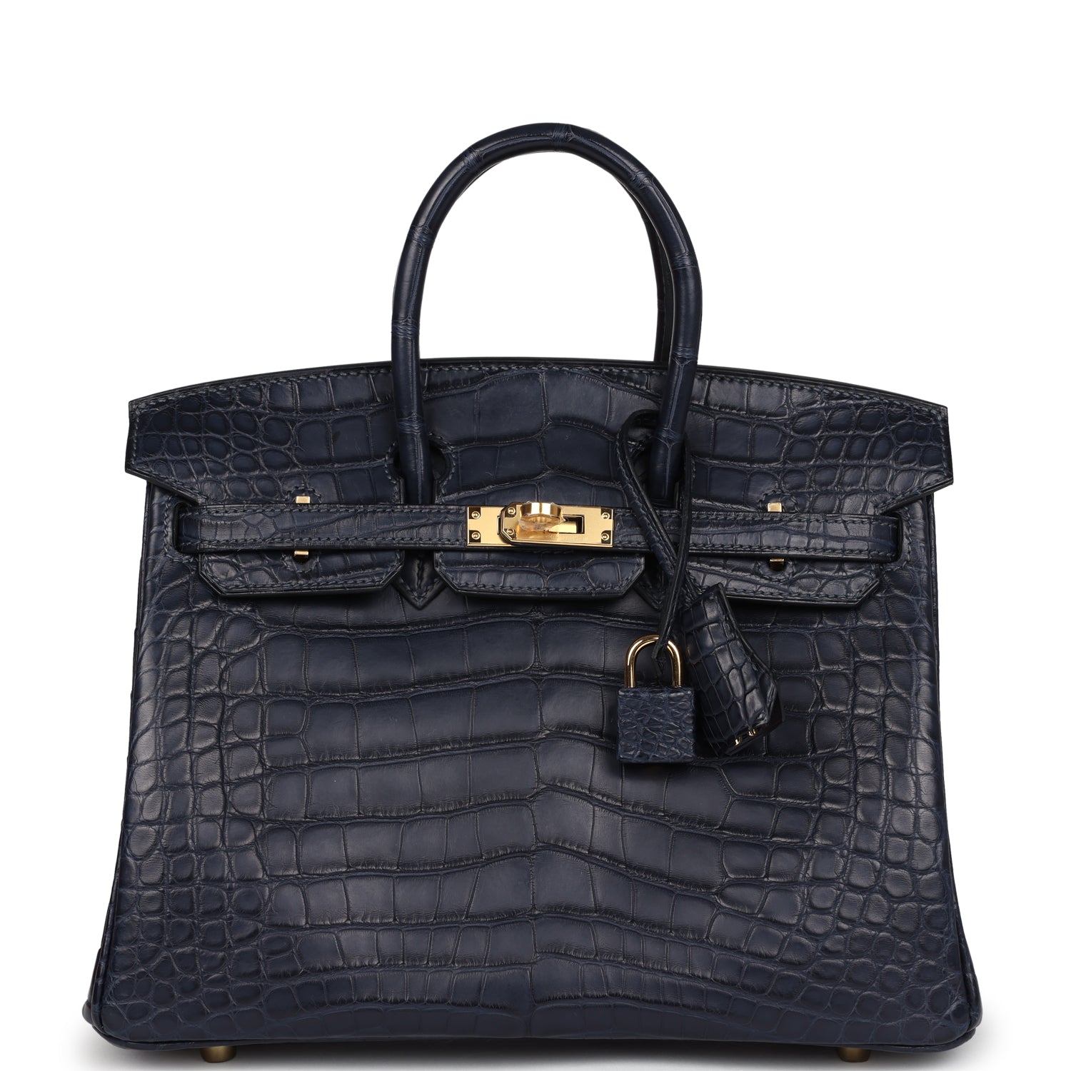 Birkin 25 Bleu Indigo Matte Alligator Gold Hardware Bag