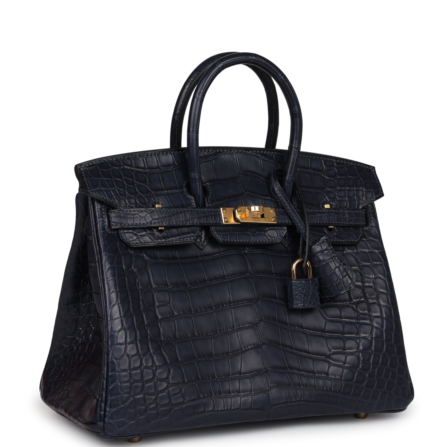 Birkin 25 Bleu Indigo Matte Alligator Gold Hardware Bag