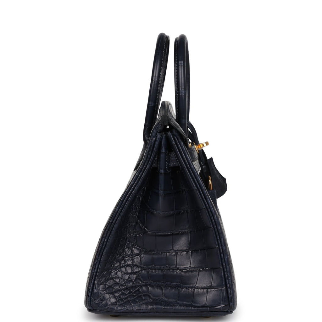 Birkin 25 Bleu Indigo Matte Alligator Gold Hardware Bag