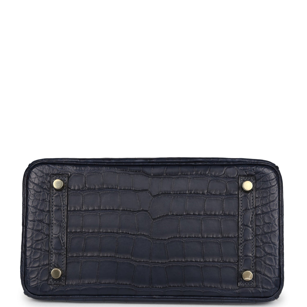 Birkin 25 Bleu Indigo Matte Alligator Gold Hardware Bag