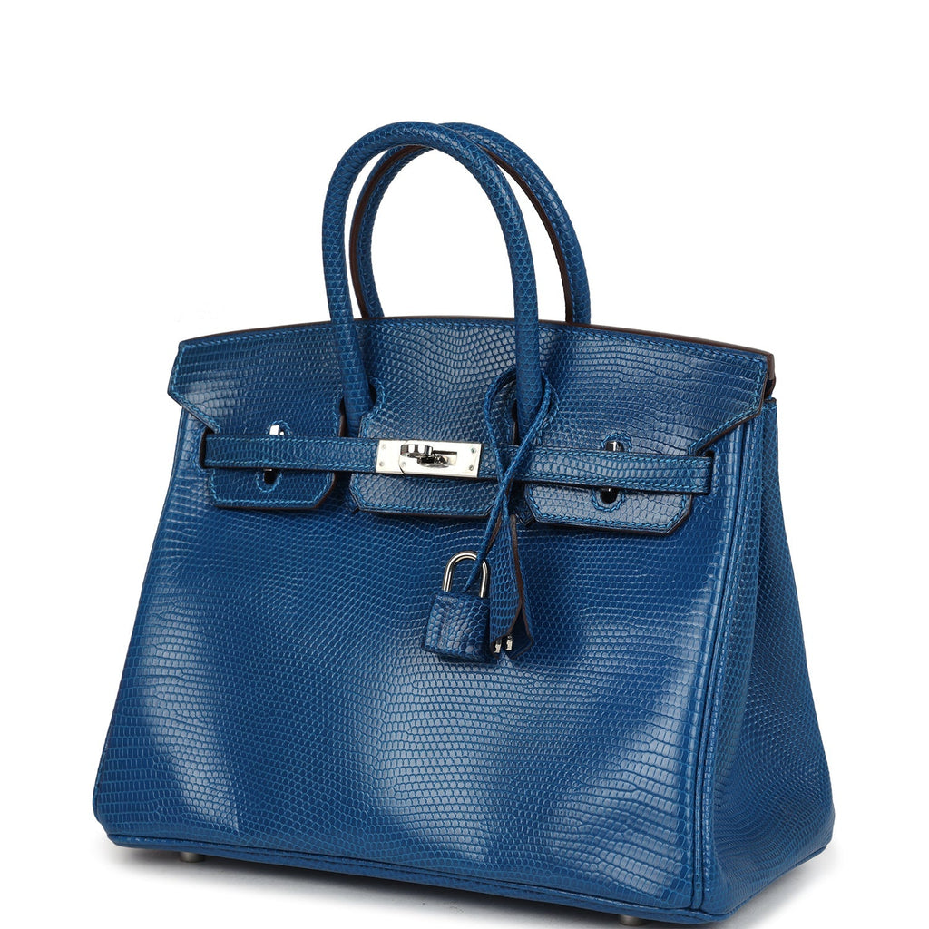 Birkin 25 Bleu Izmir Varanus Niloticus Lizard Palladium Hardware Bag