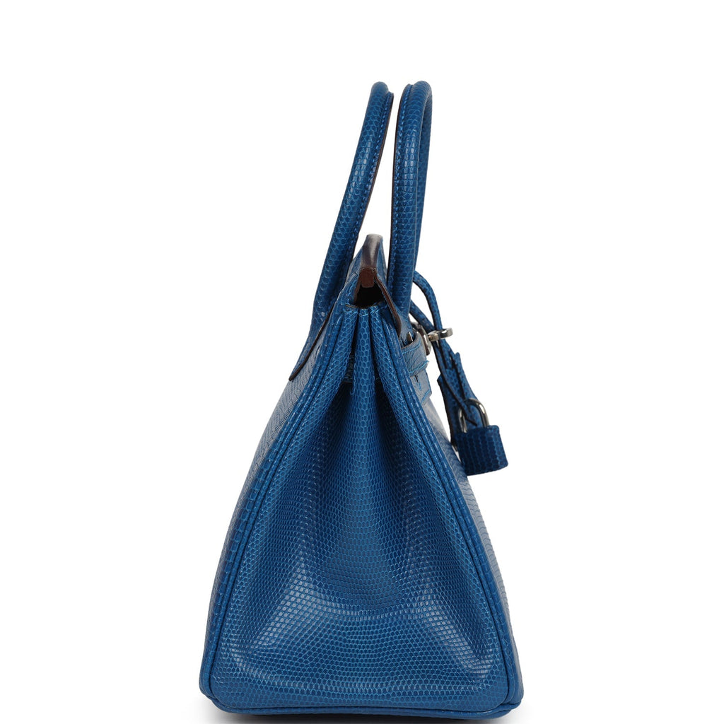Birkin 25 Bleu Izmir Varanus Niloticus Lizard Palladium Hardware Bag