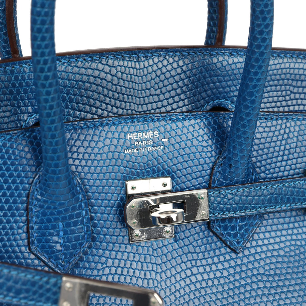 Birkin 25 Bleu Izmir Varanus Niloticus Lizard Palladium Hardware Bag
