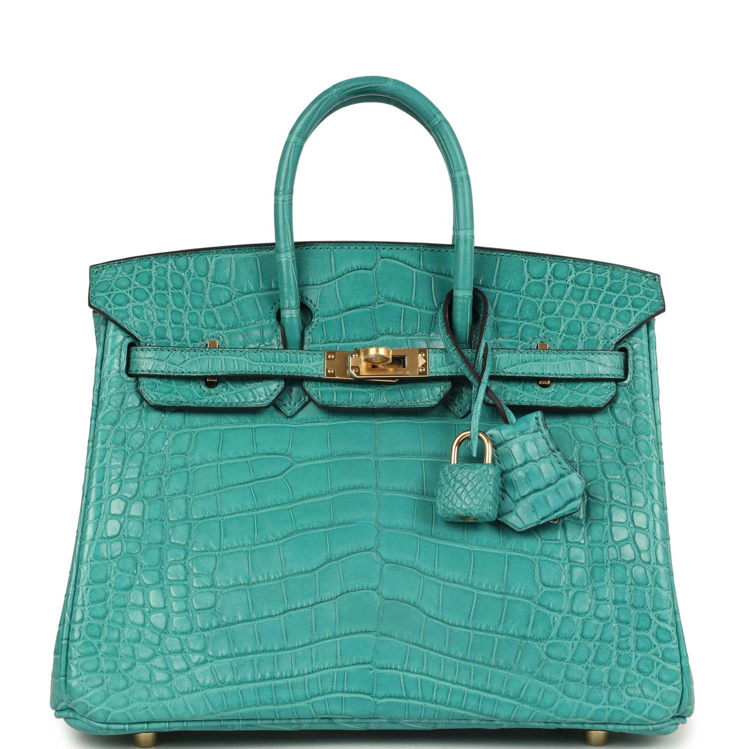 Birkin 25 Bleu Paon Matte Alligator Gold Hardware Bag