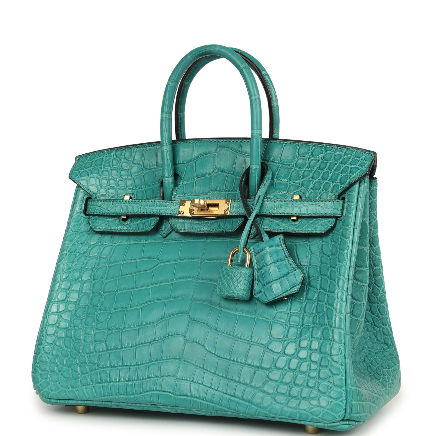 Birkin 25 Bleu Paon Matte Alligator Gold Hardware Bag