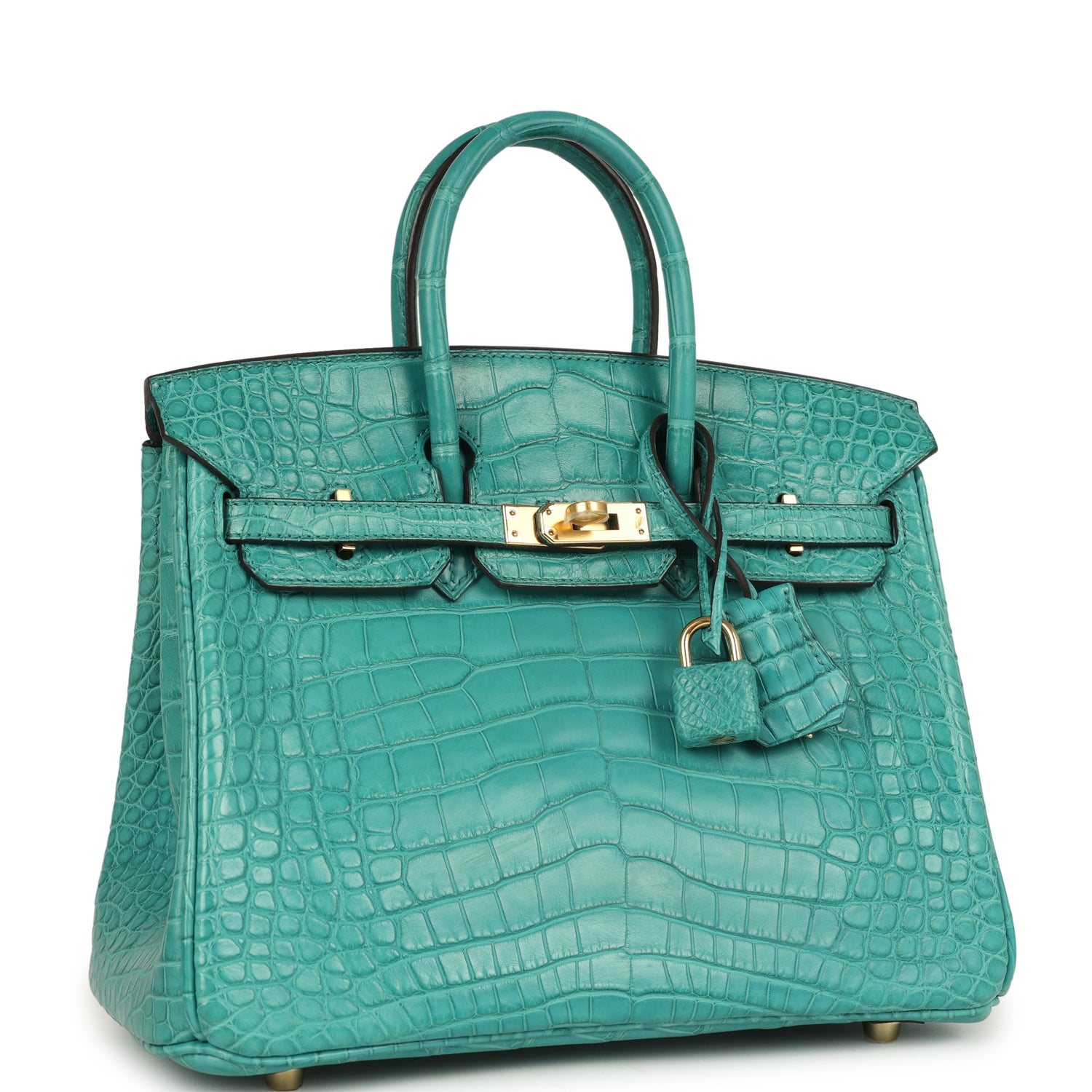 Birkin 25 Bleu Paon Matte Alligator Gold Hardware Bag