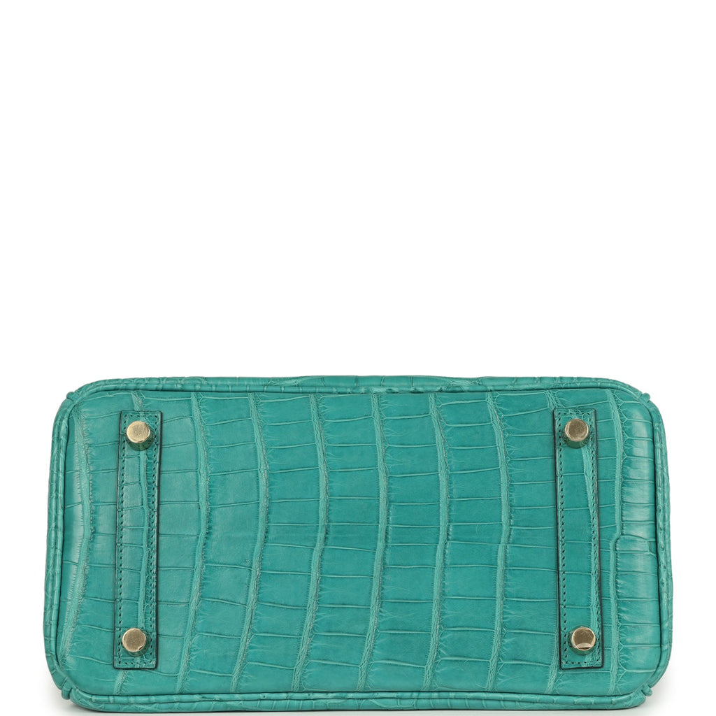 Birkin 25 Bleu Paon Matte Alligator Gold Hardware Bag