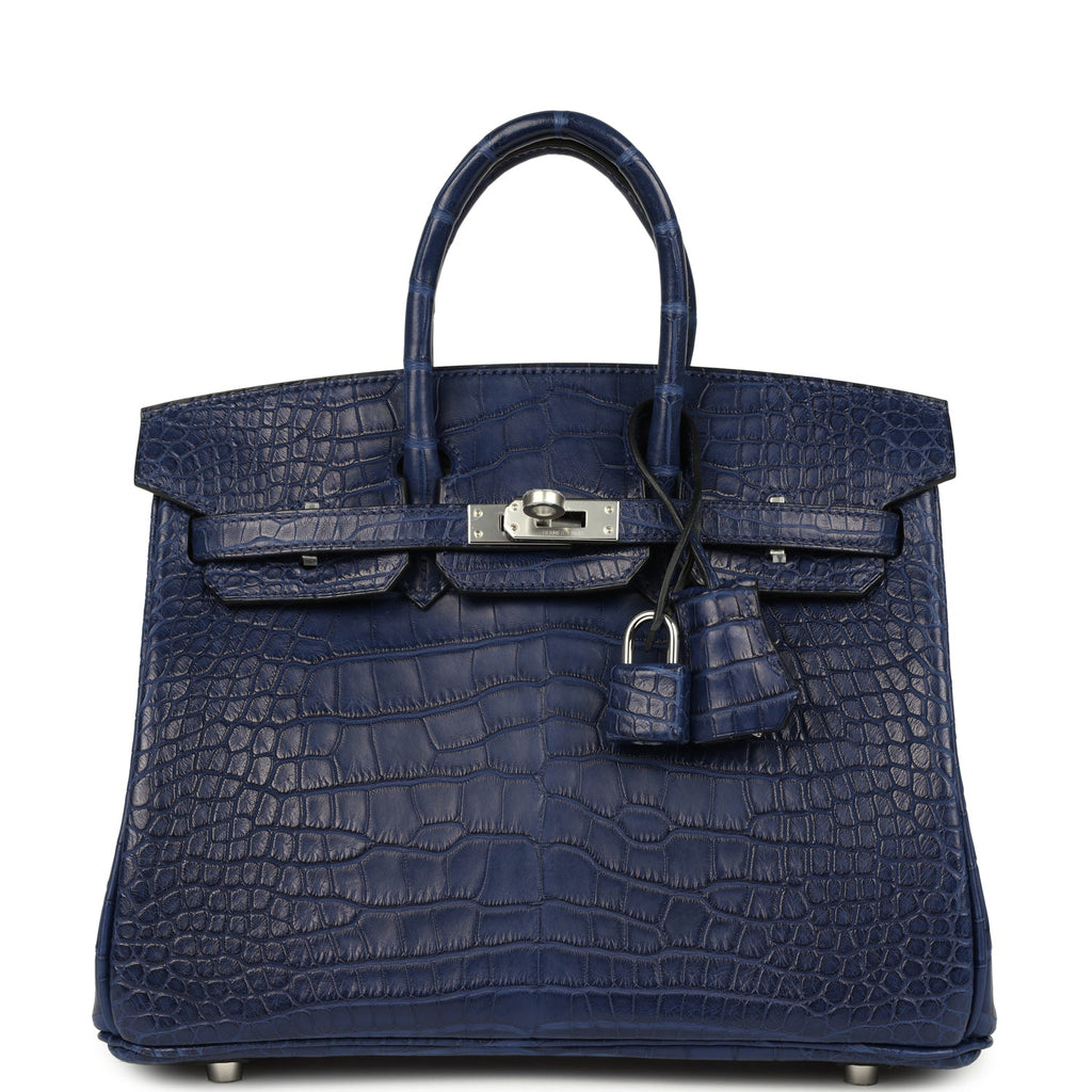 Birkin 25 Bleu Saphir Matte Alligator Palladium Hardware Bag