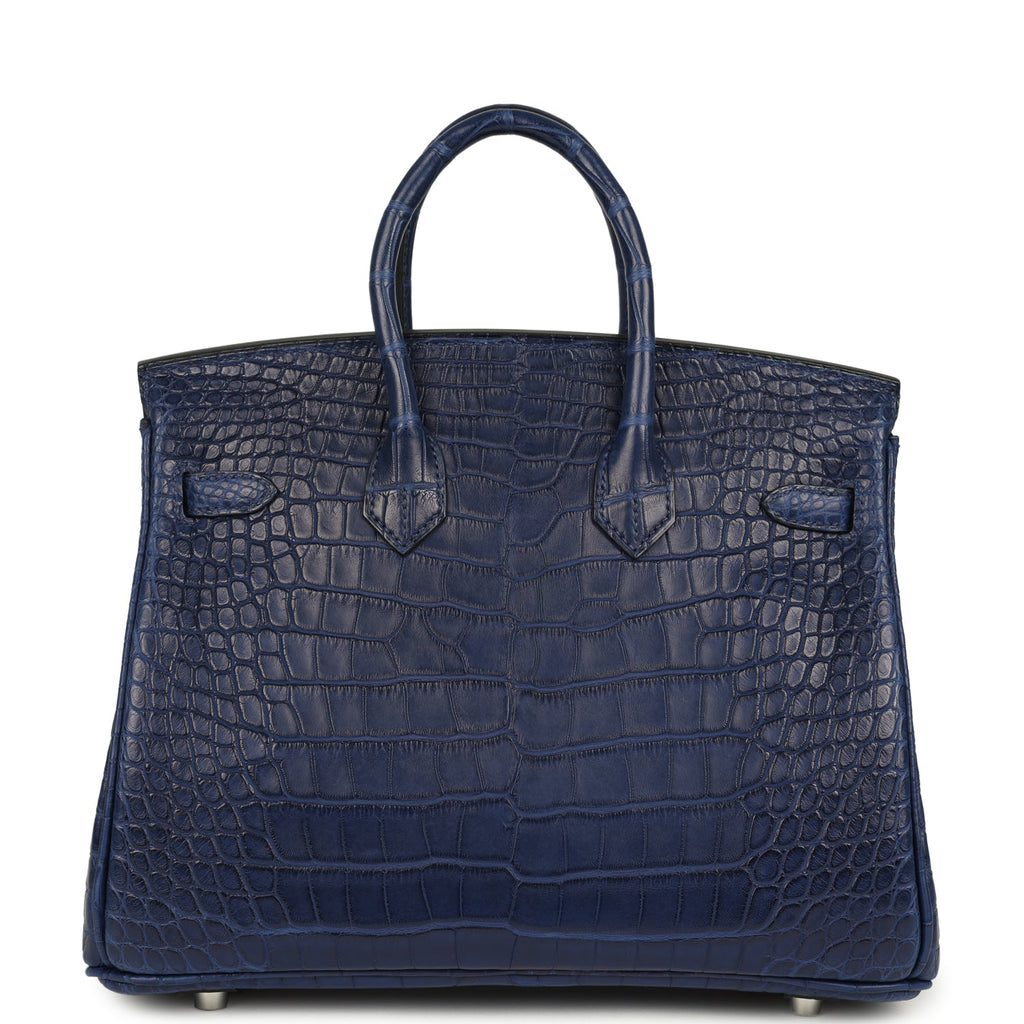 Birkin 25 Bleu Saphir Matte Alligator Palladium Hardware Bag