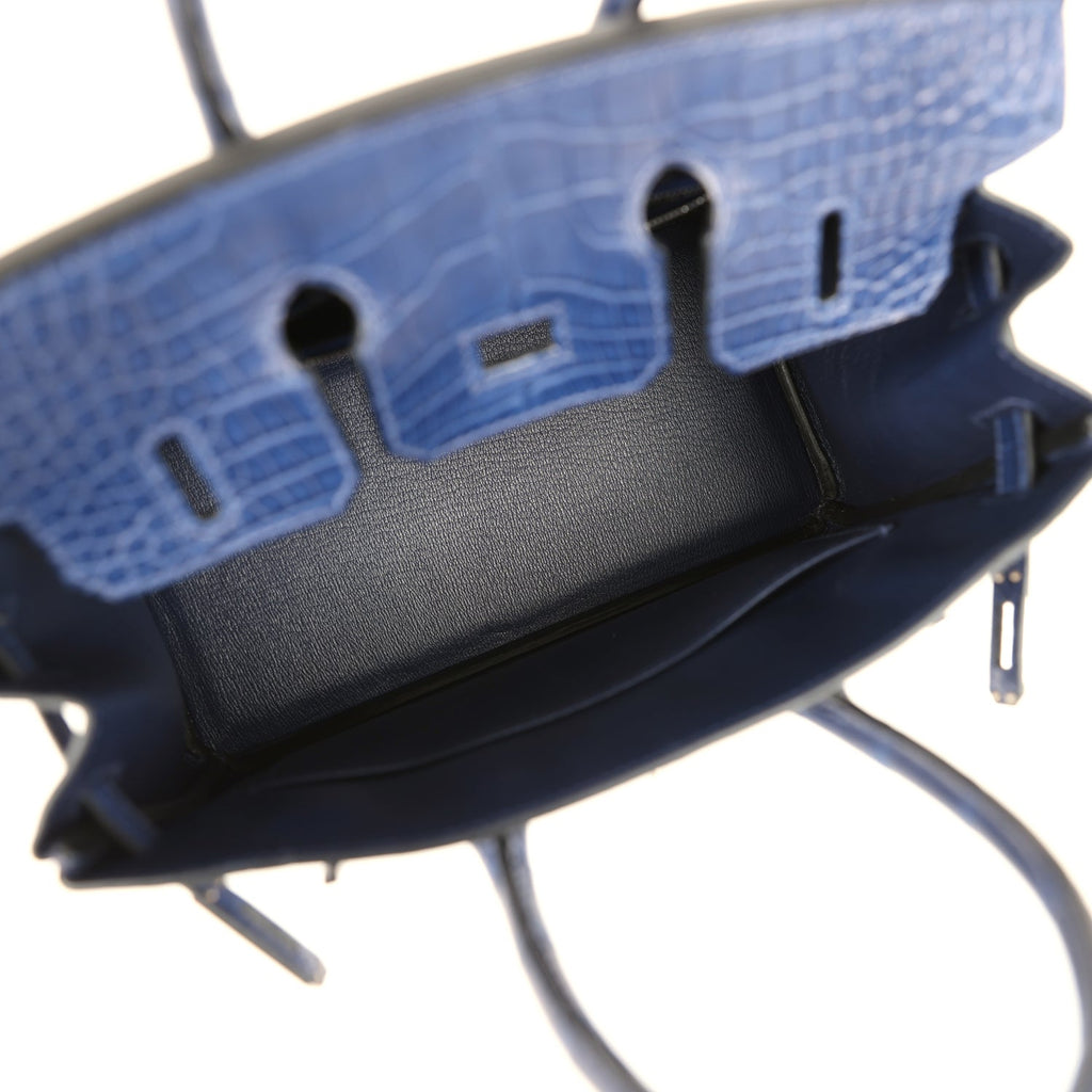 Birkin 25 Bleu Saphir Matte Alligator Palladium Hardware Bag