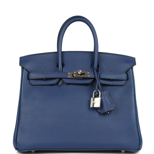 Birkin 25 Bleu Saphir Swift Palladium Hardware Bag