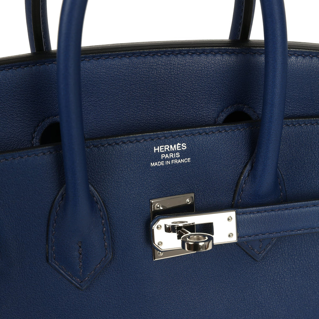 Birkin 25 Bleu Saphir Swift Palladium Hardware Bag