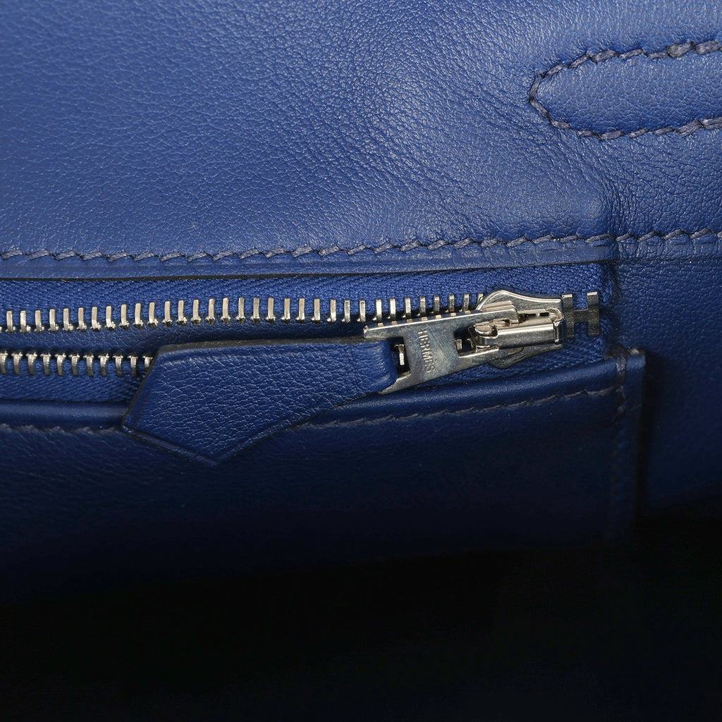 Birkin 25 Bleu Saphir Swift Palladium Hardware Bag