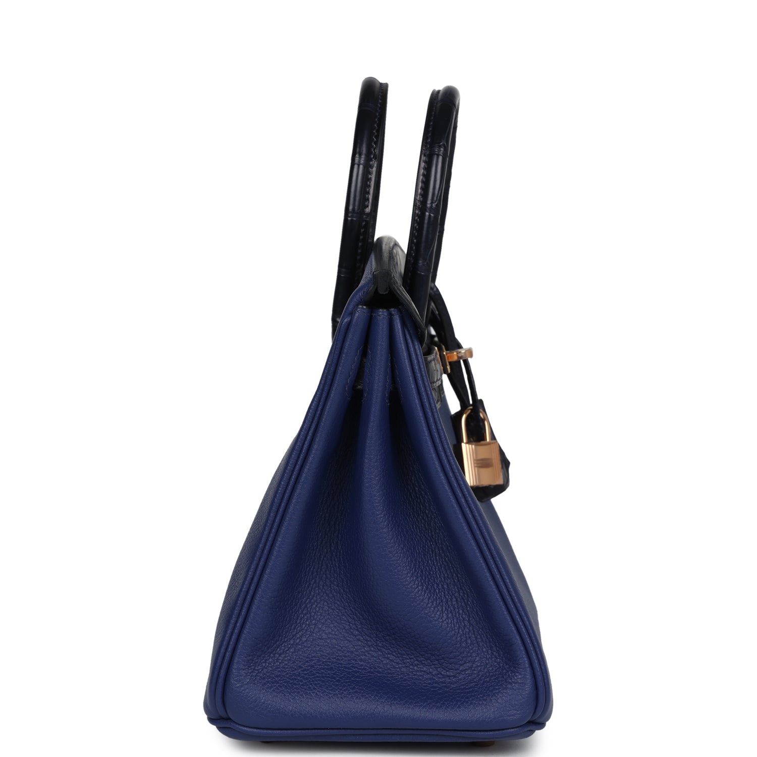 Birkin 25 Bleu Saphir Taurillion Novillo and Bleu Marine Matte Alligator Touch Rose Gold Hardware Bag