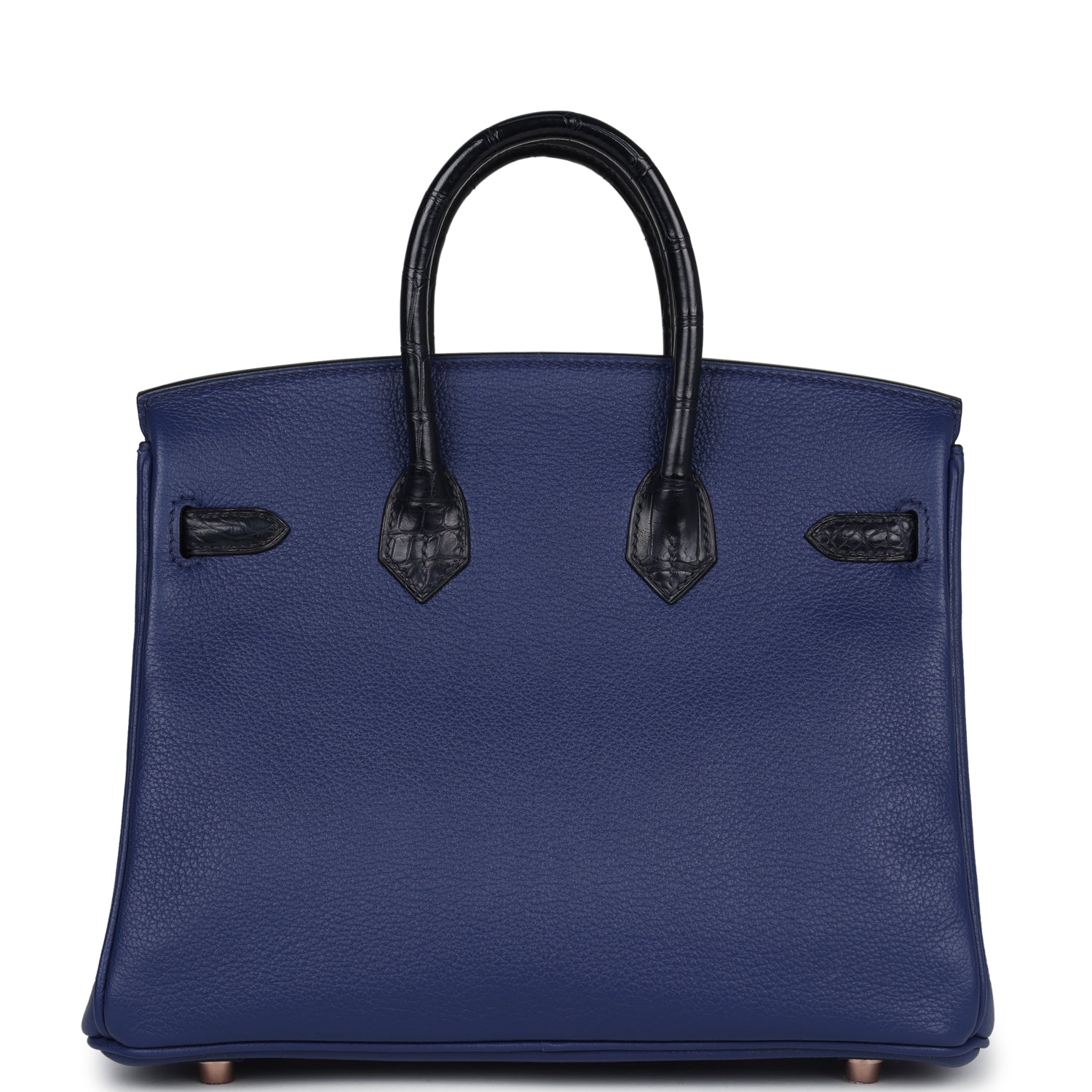 Birkin 25 Bleu Saphir Taurillion Novillo and Bleu Marine Matte Alligator Touch Rose Gold Hardware Bag