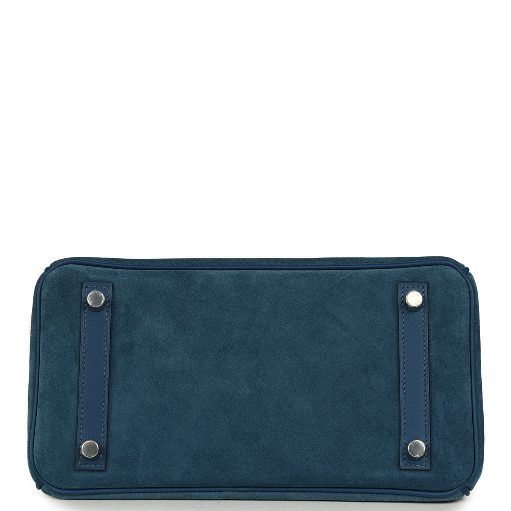 Birkin 25 Bleu Thalassa Grizzly and Deep Bleu Swift Palladium Hardware Bag