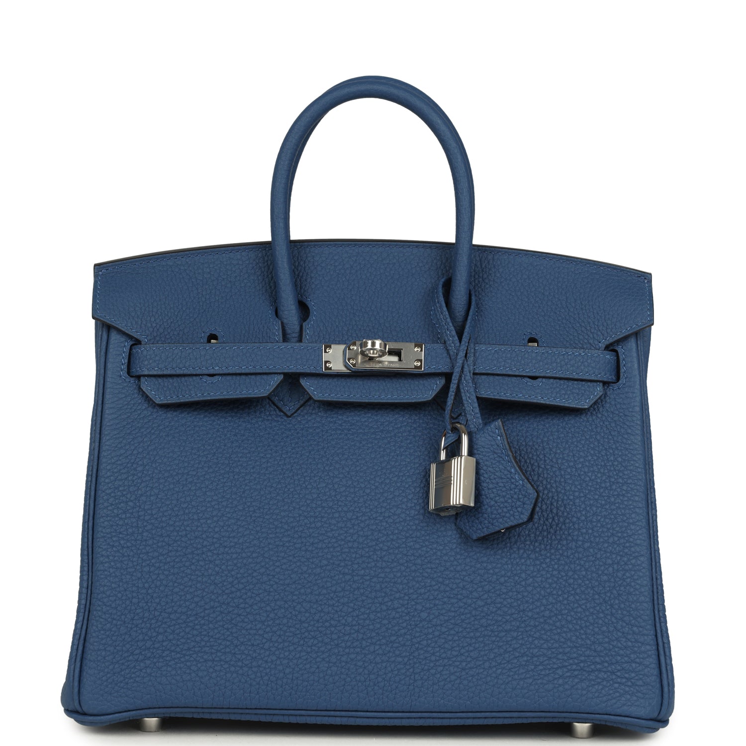 Birkin 25 Bleu Tie Togo Palladium Hardware Bag