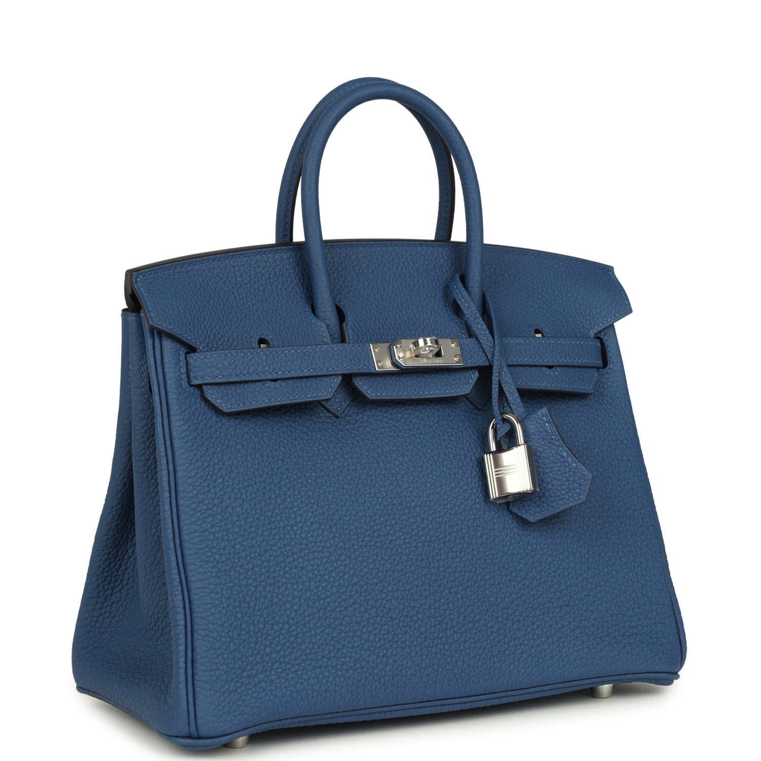 Birkin 25 Bleu Tie Togo Palladium Hardware Bag