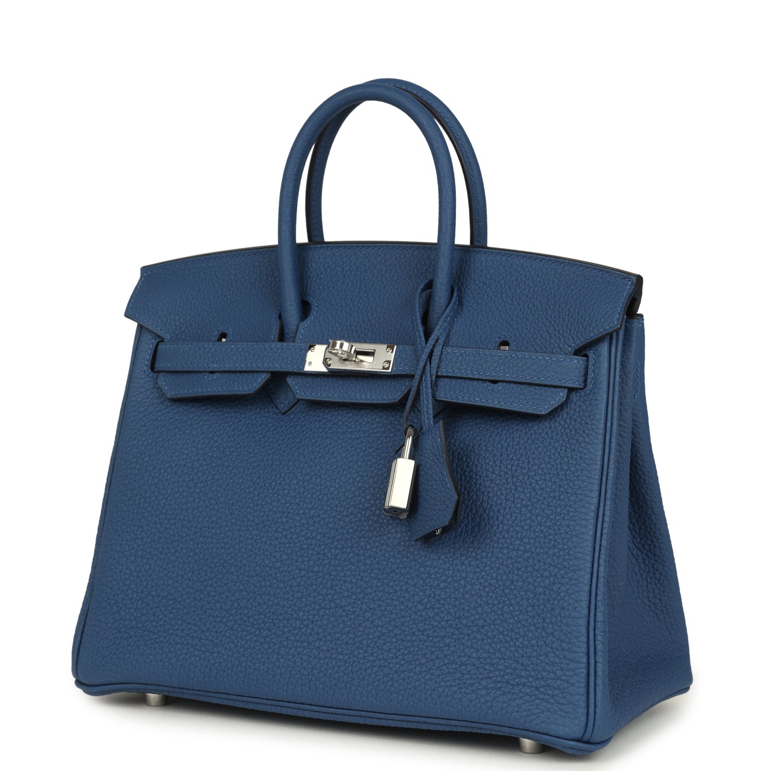 Birkin 25 Bleu Tie Togo Palladium Hardware Bag