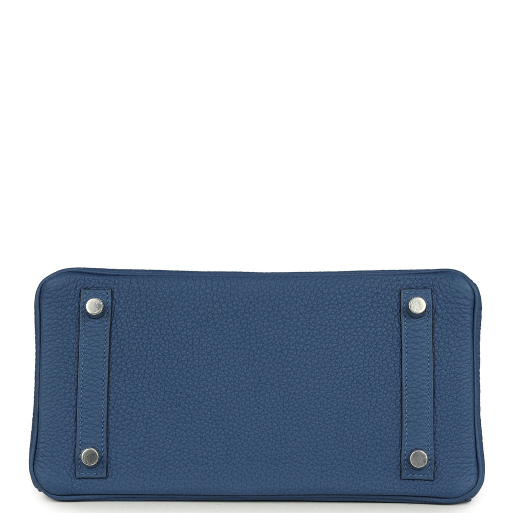 Birkin 25 Bleu Tie Togo Palladium Hardware Bag