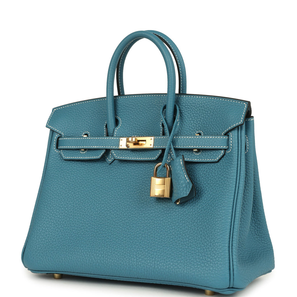 Birkin 25 Blue Jean Togo Gold Hardware Bag