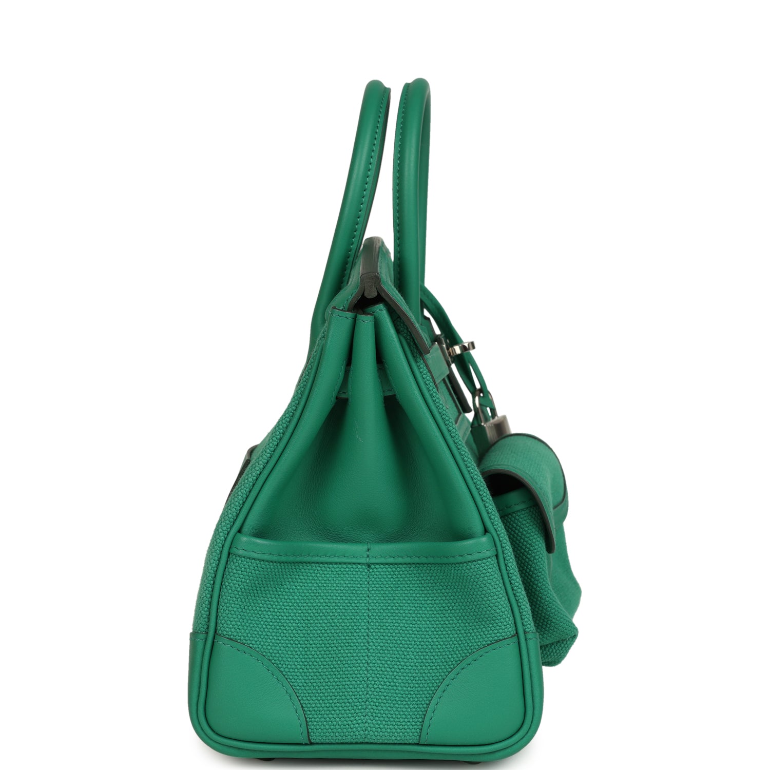 Birkin 25 Cargo Vert Vertigo Toile H and Swift Palladium Hardware Bag
