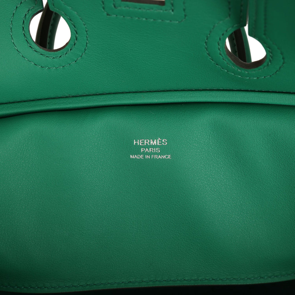 Birkin 25 Cargo Vert Vertigo Toile H and Swift Palladium Hardware Bag