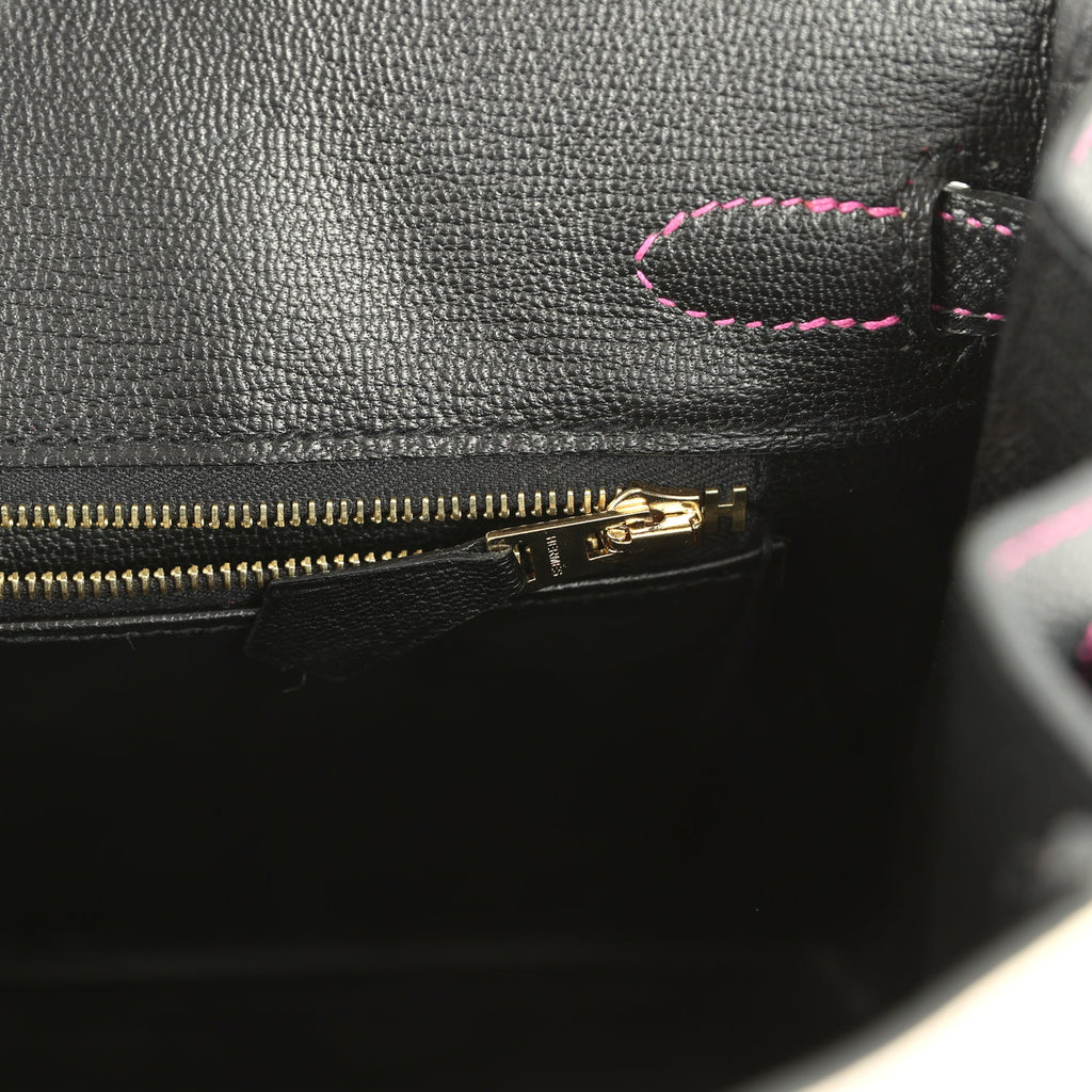 Birkin 25 Craie and Black Epsom Brushed Gold Hardware Bag