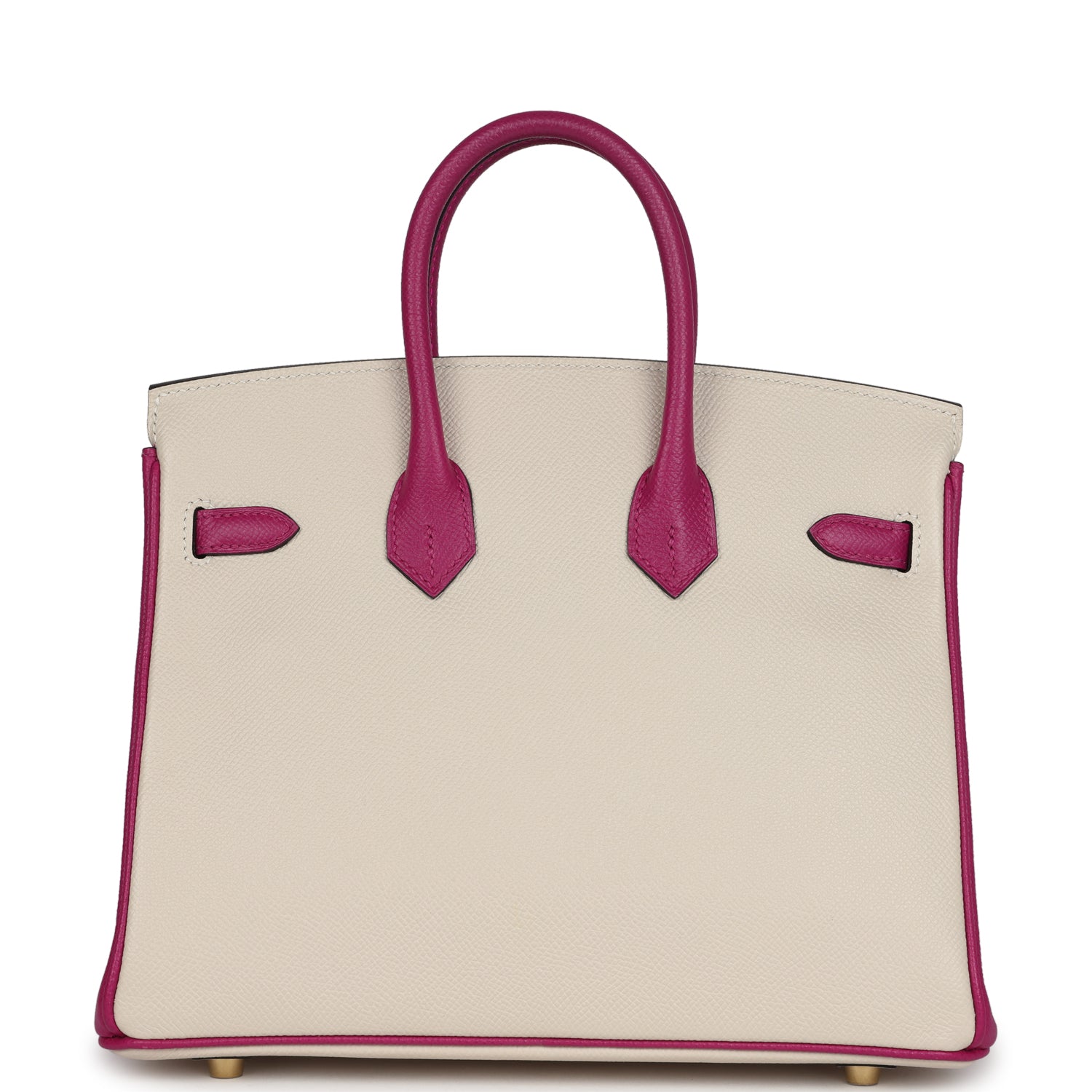 Birkin 25 Craie and Rose Pourpre Epsom Brushed Gold Hardware Bag